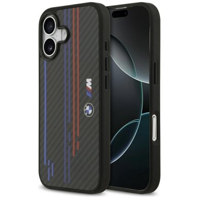 iPhone 17 dėklas BMW M Kevlar Lines & Logo su MagSafe – juodas iPhone 17 dėklas BMW M Kevlar Lines & Logo su MagSafe – juodas