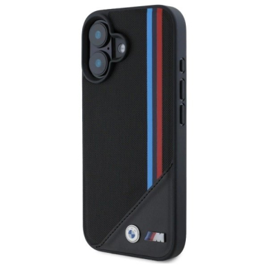 iPhone 16 BMW M Meshed Tricolor Stripes MagSafe dėklas - juodas 1