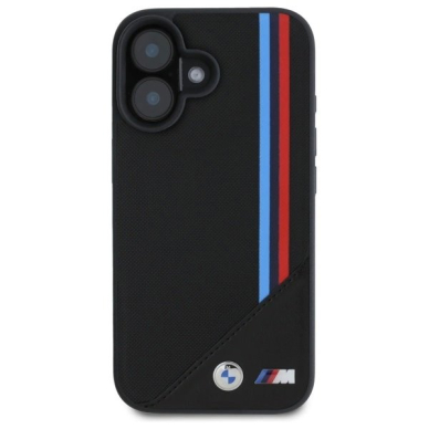 iPhone 16 BMW M Meshed Tricolor Stripes MagSafe dėklas - juodas 2