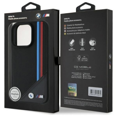 iPhone 16 Pro BMW M tinklelis MagSafe dėklas su trispalvėmis juostelėmis – juodas 7