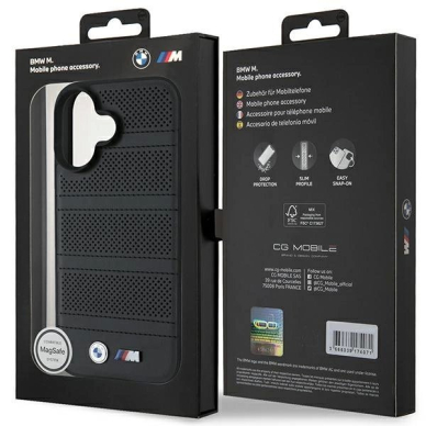iPhone 16 – BMW M Perforated And Stitched Line MagSafe dėklas - Juodas 7
