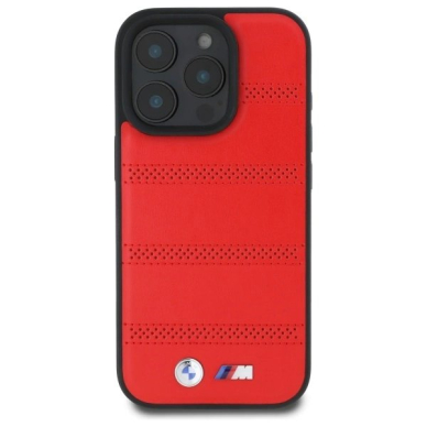 Orginalus BMW Dėklas M Perforated And Stitched Line MagSafe  iPhone 16 Pro Max - red 1 Orginalus BMW Dėklas M Perforated And Stitched Line MagSafe  iPhone 16 Pro Max - red 1