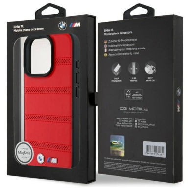 Orginalus BMW Dėklas M Perforated And Stitched Line MagSafe iPhone 16 Pro Max - red 6 Orginalus BMW Dėklas M Perforated And Stitched Line MagSafe iPhone 16 Pro Max - red 6