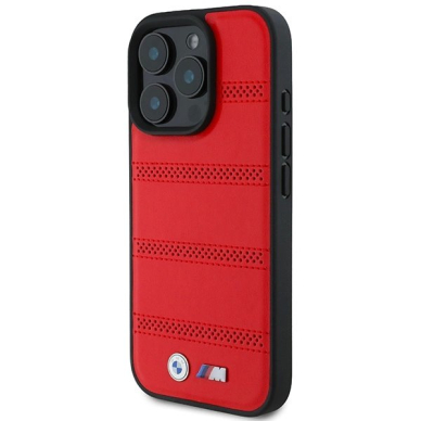 iPhone 16 Pro – BMW M Perforated And Stitched Line MagSafe dėklas - Raudonas 1
