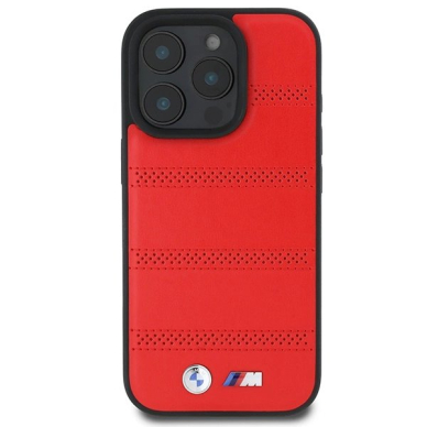 iPhone 16 Pro – BMW M Perforated And Stitched Line MagSafe dėklas - Raudonas 2