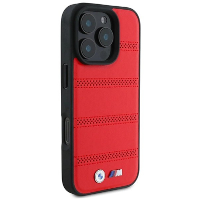 iPhone 16 Pro – BMW M Perforated And Stitched Line MagSafe dėklas - Raudonas 3