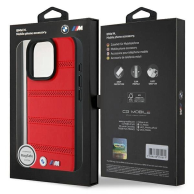iPhone 16 Pro – BMW M Perforated And Stitched Line MagSafe dėklas - Raudonas 7
