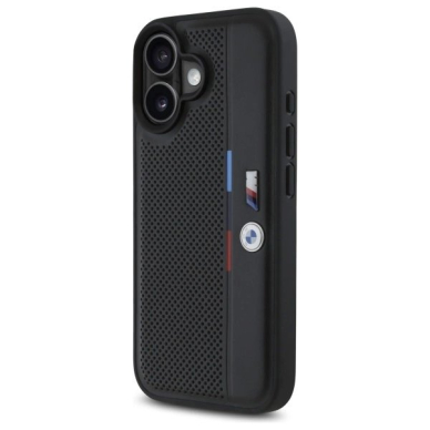iPhone 16 – BMW M Perforated Tricolor Detail Line dėklas - Juodas 1