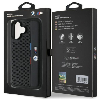 iPhone 16 – BMW M Perforated Tricolor Detail Line dėklas - Juodas 7