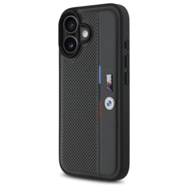 iPhone 16 – BMW M Perforated Tricolor Detail Line dėklas - Tamsiai pilkas 1