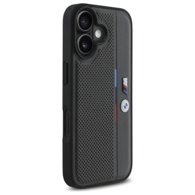iPhone 16 – BMW M Perforated Tricolor Detail Line dėklas - Tamsiai pilkas 3