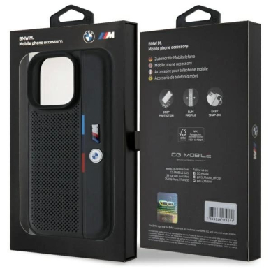 iPhone 16 Pro – BMW M Perforated Tricolor Detail Line dėklas - Juodas 7