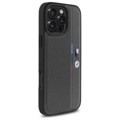 iPhone 16 Pro – BMW M Perforated Tricolor Detail Line dėklas - Tamsiai pilkas 3