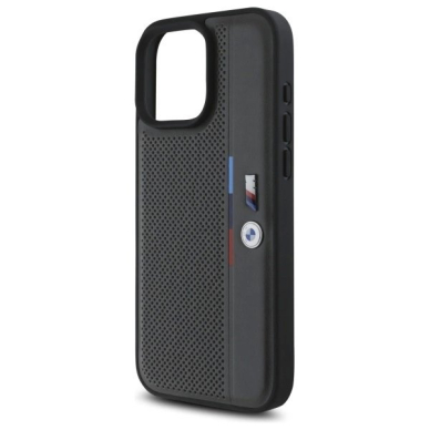 iPhone 16 Pro – BMW M Perforated Tricolor Detail Line dėklas - Tamsiai pilkas 5