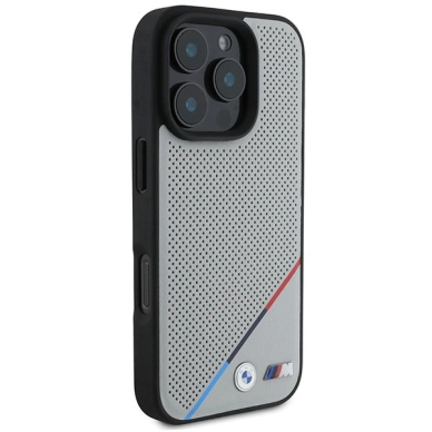 iPhone 16 Pro – BMW M Perforated Tricolor Line MagSafe dėklas - Pilkas 3