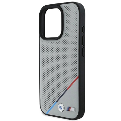 iPhone 16 Pro – BMW M Perforated Tricolor Line MagSafe dėklas - Pilkas 5