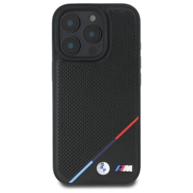 Orginalus BMW Dėklas M Perforated Tricolor Line MagSafe  iPhone 16 Pro Max - Juodas 2 Orginalus BMW Dėklas M Perforated Tricolor Line MagSafe  iPhone 16 Pro Max - Juodas 2