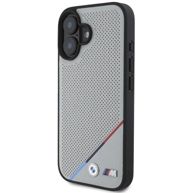 iPhone 16 – BMW M Perforated Tricolor Line MagSafe dėklas - Pilkas 1