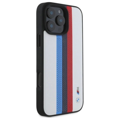 Orginalus BMW Dėklas M Performance Tricolor Printed Stripes MagSafeMagSafe iPhone 16 Pro Max  - White 3 Orginalus BMW Dėklas M Performance Tricolor Printed Stripes MagSafeMagSafe iPhone 16 Pro Max  - White 3