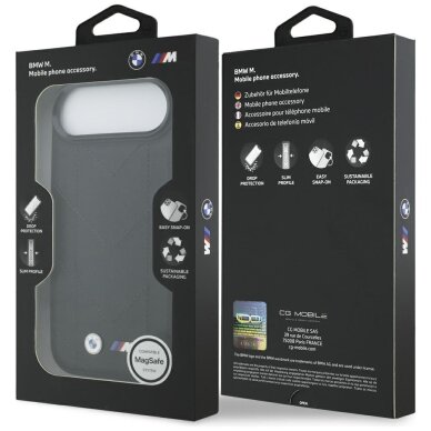 iPhone 17 Air dėklas BMW M Quilted Logo, MagSafe – juodas 7
