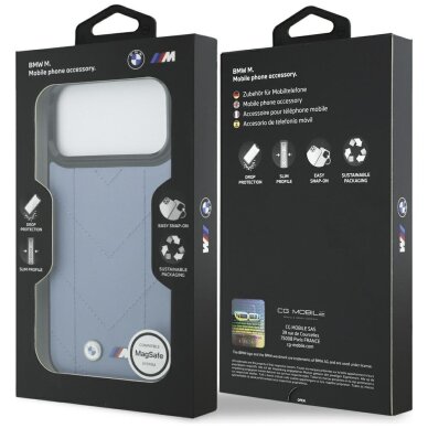 iPhone 17 Pro Max dėklas BMW M Quilted Logo, MagSafe – mėlynas 7