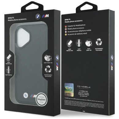iPhone 17 dėklas BMW M Quilted Logo, MagSafe – juodas 7