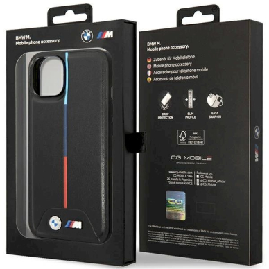 BMW M Quilted Tricolor Dėklas skirtas iPhone 15 / 14 / 13 - Juodas 7