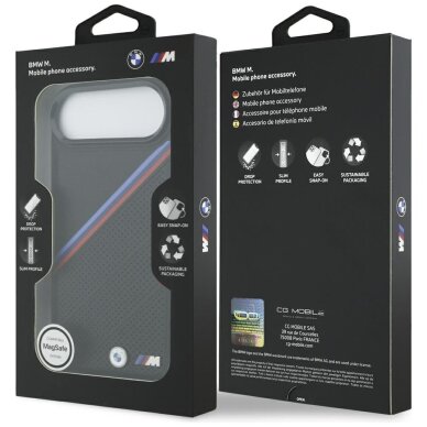 iPhone 17 Air dėklas BMW M Tricolor Metal Logo, MagSafe – juodas 7 iPhone 17 Air dėklas BMW M Tricolor Metal Logo, MagSafe – juodas 7