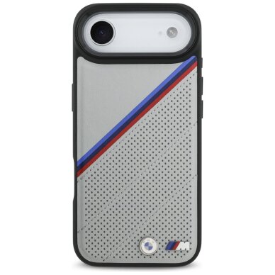 iPhone 17 Air dėklas BMW M Tricolor Metal Logo, MagSafe – pilkas 2