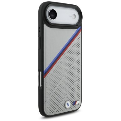 iPhone 17 Air dėklas BMW M Tricolor Metal Logo, MagSafe – pilkas 3