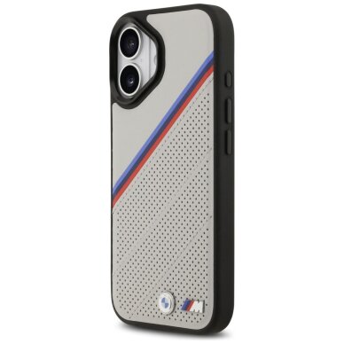 iPhone 17 dėklas BMW M Tricolor Metal Logo, MagSafe – pilkas 1