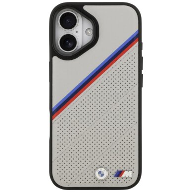 iPhone 17 dėklas BMW M Tricolor Metal Logo, MagSafe – pilkas 2