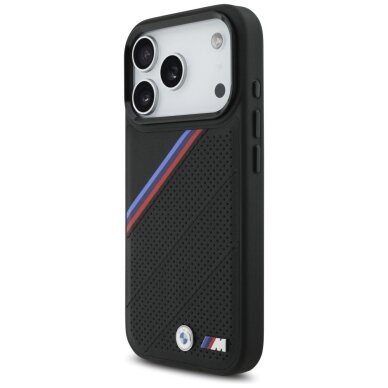 iPhone 17 Pro dėklas BMW M Tricolor Metal Logo, MagSafe – juodas 1