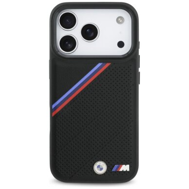 iPhone 17 Pro dėklas BMW M Tricolor Metal Logo, MagSafe – juodas 2 iPhone 17 Pro dėklas BMW M Tricolor Metal Logo, MagSafe – juodas 2