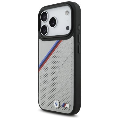 iPhone 17 Pro dėklas BMW M Tricolor Metal Logo su MagSafe – pilkas 1 iPhone 17 Pro dėklas BMW M Tricolor Metal Logo su MagSafe – pilkas 1