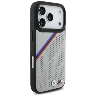iPhone 17 Pro dėklas BMW M Tricolor Metal Logo su MagSafe – pilkas 3
