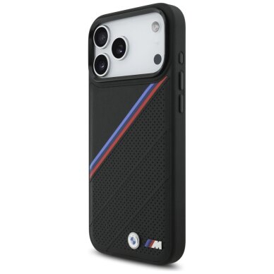 iPhone 17 Pro Max dėklas BMW M Tricolor Metal Logo MagSafe – juodas 1 iPhone 17 Pro Max dėklas BMW M Tricolor Metal Logo MagSafe – juodas 1