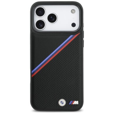 iPhone 17 Pro Max dėklas BMW M Tricolor Metal Logo MagSafe – juodas 2 iPhone 17 Pro Max dėklas BMW M Tricolor Metal Logo MagSafe – juodas 2