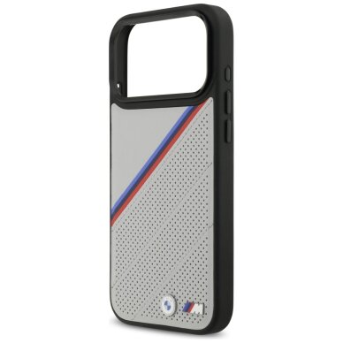 iPhone 17 Pro Max dėklas BMW M Tricolor Metal Logo su MagSafe – pilkas 5
