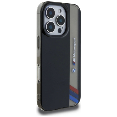 BMW Motorsport IML Vertical Stripe iPhone 16 Pro Max Dėklas - Juodas 3