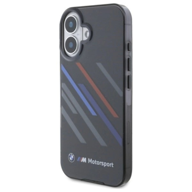iPhone 16 Plus – BMW Motosport IML Random Stripes dėklas - Juodas 1