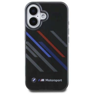 iPhone 16 Plus – BMW Motosport IML Random Stripes dėklas - Juodas 2