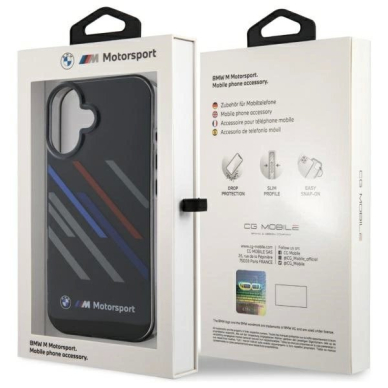 iPhone 16 Plus – BMW Motosport IML Random Stripes dėklas - Juodas 7