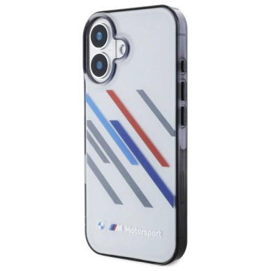 iPhone 16 Plus – BMW Motosport IML Random Stripes dėklas - Pilkas 1