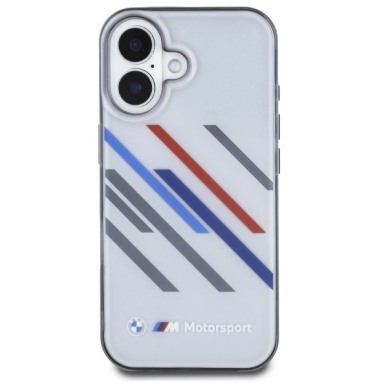 iPhone 16 Plus – BMW Motosport IML Random Stripes dėklas - Pilkas 2