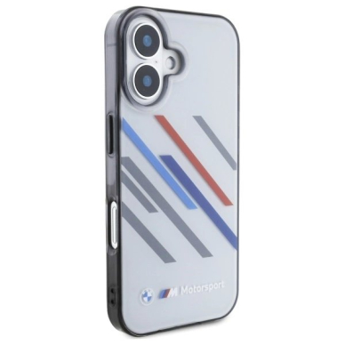 iPhone 16 Plus – BMW Motosport IML Random Stripes dėklas - Pilkas 3
