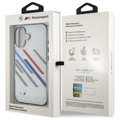 iPhone 16 Plus – BMW Motosport IML Random Stripes dėklas - Pilkas 7