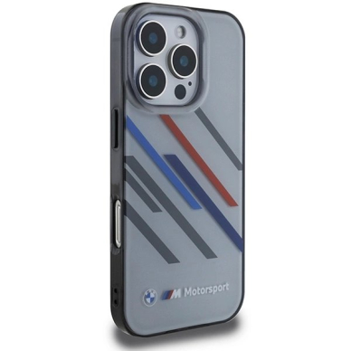iPhone 16 Pro Max – BMW Motosport IML Random Stripes dėklas - Pilkas 3