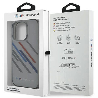 iPhone 16 Pro Max – BMW Motosport IML Random Stripes dėklas - Pilkas 7