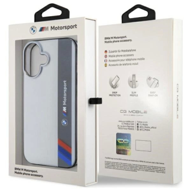 iPhone 16 Plus – BMW Motosport IML Vertical Stripe dėklas - Pilkas 7